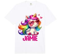 Jamie Unicorn Nombre Personalizado Diseño Comfort Colors Adult Heavyweight T-Shirt