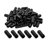 Jamiikury 60 protectores de rosca de tornillo de 5 mm, tapas de extremo de goma de identificación de vinilo, tapas de extremo flexibles de tubo redondo (negro, 60 unidades)