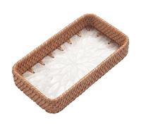 JAMNGHB Bandeja de servir de joyería lista para regalo, plato de ratán multiusos para almacenamiento, decoración del hogar, organización, esencial, elegante, para madre, esposa, regalo, plato de