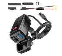 JAMNGHB Cabezal de carga impermeable para teléfono de motocicleta, 18 W, 30 W, doble puerto con medidor de voltaje, textura para montar al aire libre, dispositivo USB impermeable