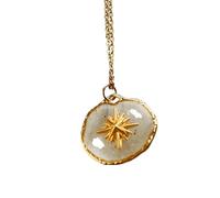 JAMNGHB Colgante de cristal transparente con estampado de sol, luna, estrella, amor, longitud ajustable, para uso diario y fiesta, cadena de clavícula ligera para mujer, talla única, como se describe