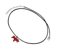 JAMNGHB Collar con colgante de caballo rojo con cordón de cuero ajustable, elegante dije acrílico para mujer, joyería de caballo no conformista