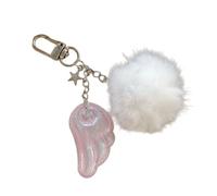 JAMNGHB Delicado llavero en forma de estrella con dije de ala de ángel, colgante de mochila, adecuado para llevar a diario, bonito llavero de ángel para mujer, a, Talla única