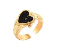JAMNGHB Elegantes anillos ajustables con forma de corazón y textura geométrica de aleación, adecuados para varias ocasiones, corazón vintage, talla única, como se describe, como se describe