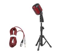 JAMNGHB Juego de micrófono de metal tipo vintage con cable auditivo de 13 pies y pastilla en forma de corazón para micrófono de transmisión en vivo de estudio en casa