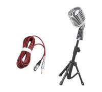 JAMNGHB Juego de micrófono de metal tipo vintage con cable auditivo de 13 pies y pastilla en forma de corazón para micrófono de transmisión en vivo de estudio en casa