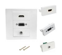 JAMNGHB Placa de pared HDTV VGA de 86 mm, toma de corriente de vídeo de 3,5 mm para una fácil instalación sin soldadura en hogares, teatro, placa multimedia sin soldadura