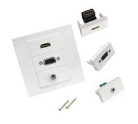 JAMNGHB Placa de pared HDTV VGA de 86 mm, toma de corriente de vídeo de 3,5 mm para una fácil instalación sin soldadura en hogares, teatro, placa multimedia sin soldadura