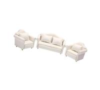 JAMNGHB Sofá realista de tela blanca en miniatura para decoración de casa de muñecas de 1/12, accesorios de exhibición de escena de sala de estar, accesorios de casa modelo