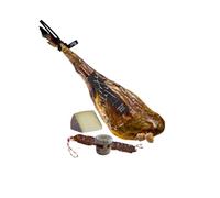 Jamón Ibérico de Bellota 100% Ibérico, Pata Negra, Aprox. 8-8,5 kg, con Chorizo o Salchichón de Bellota y Cuña de Queso de Ovej miel natural de encina, Marca Guiju.Certificado brida negra.