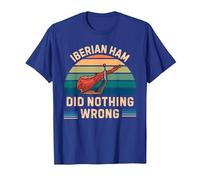 Jamón Ibérico Retro No Hizo Nada Malo Jamón Ibérico Vintage Camiseta, Hombre, Azul Real, L