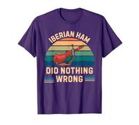 Jamón Ibérico Retro No Hizo Nada Malo Jamón Ibérico Vintage Camiseta, Hombre, Morado, S