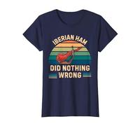 Jamón Ibérico Retro No Hizo Nada Malo Jamón Ibérico Vintage Camiseta, Mujer, Azul Marino, XS
