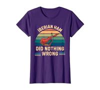 Jamón Ibérico Retro No Hizo Nada Malo Jamón Ibérico Vintage Camiseta, Mujer, Morado, XL