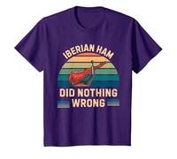 Jamón Ibérico Retro No Hizo Nada Malo Jamón Ibérico Vintage Camiseta, Niños, Morado, 10 años