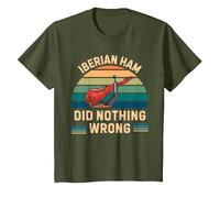 Jamón Ibérico Retro No Hizo Nada Malo Jamón Ibérico Vintage Camiseta, Niños, Verde Oliva, 4 años