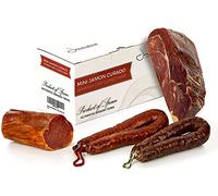 Jamón Serrano Curado Deshuesado Gran Reserva aprox. 1 Kg + Lomo Duroc Natural 250 gr + Chorizo Extra Sarta Dulce 200 gr + Salchichón Sarta 200 gr - Jamonprive Premium