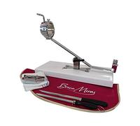 JAMONERO BASCULANTE GIRATORIO BASE MADERA COLOR BLANCO, REGALO PINZA ARCOS + CUCHILLO JAMONERO + CHAIRA + CUBREJAMÓN (BURDEOS) + PAÑO, SOPORTE JAMONERO IDEAL USO DOMÉSTICO Y PROFESIONAL (Blanco)