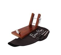 Jamonero de madera económico color nogal, soporte jamonero de madera cocina doméstica y profesional, jamonero con cuchillo, chaira y cubrejamón Bricomiras, jamonero madera de pino
