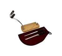 Jamonero Plegable de Acero y Bambú + Cubre Jamon Burdeos + Afilador manual + Cuchillo Jamonero