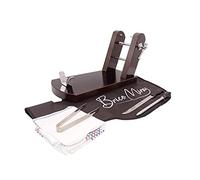 Jamonero profesional modelo Rioja madera de pino, soporte jamonero ideal para cocina doméstica y profesional, incluye regalo cuchillo, chaira, pinza Inox, paño y cubre jamones Negro(Tabaco, Pack 3)