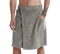 Jamron Hombre Toalla de Baño de Sauna Ajustable - Toalla de Playa Portátil con Bolsillo para Ducha SPA Piscina & Gimnasio Gris M