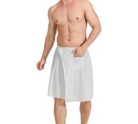 Jamron Hombre Toalla de Baño de Sauna Ajustable - Toalla de Playa Portátil con Bolsillo para Ducha SPA Piscina & Gimnasio Blanco S