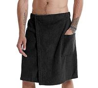 Jamron Hombre Toalla de Baño de Sauna Ajustable - Toalla de Playa Portátil con Bolsillo para Ducha SPA Piscina & Gimnasio Negro L