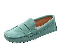 Jamron Mujer Clásico Gamuza Penny Mocasines Comodidad Hecho a Mano Pantuflas Verde Claro 24208 EU38