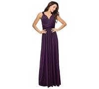 Jamron Mujer Elegante Vestido Maxi de Noche Multi Way Vestido Cruzado Vestido de Dama de Honor SN0706307 Morado Oscuro L