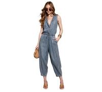 Jamron Mujer Mono Vaquero Peto Jeans Peleles sin Mangas Azul L