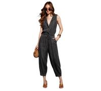 Jamron Mujer Mono Vaquero Peto Jeans Peleles sin Mangas Negro XL