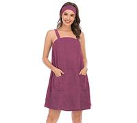 Jamron Mujer Vestido de Toalla de Baño Ajustable con Diadema para Ducha Snuna SPA y Playa Fucsia XXL