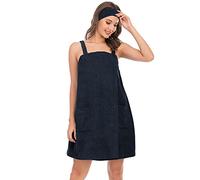 Jamron Mujer Vestido de Toalla de Baño Ajustable con Diadema para Ducha Snuna SPA y Playa Negro M