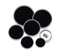 Jamsinmu 36PCS Botón de metal en forma redonda Botón de costura Botón de metal Pantalones Lament Pantalones Redondo JS169-Silver Black MIX