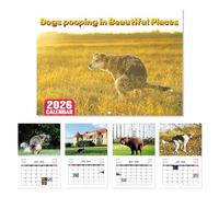 JAMSSOW Calendario de 2026 Cachorros Perros, Caca de Perros en Hermosos Lugares Calendar, Calendario de Pared Divertido 2026 Perrito, Divertido Regalo de Humor Gag para Cumpleaños, Navidad (Amarillo)