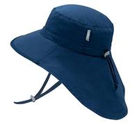 Jan & Jul Adjustable Adventure Baby Sun Hat for Boy Large Brim (M: 6-24 Months, Navy: Navy Trim)