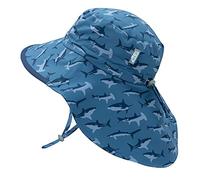 Jan & Jul Sombrero de Sol de ala Ancha niños Infantes (Talla: 6-24 Meses, Tiburón: Ribete Azul Marino)