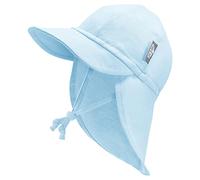 Jan & Jul Sombrero de sol infantil para verano con cuerdas y solapa para el cuello, Celeste (Baby Blue), 6-24 Months