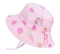Jan & Jul Sombrero para el sol con cubo impermeable y ajustable para niñas con UPF 50+, Helado rosa, 6-24 meses