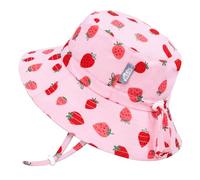 Jan & Jul Sombrero para el Sol con Cubo Impermeable y Ajustable para niñas con UPF 50+, Pink Strawberry, 6-24 Meses