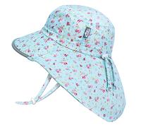 Jan & Jul Summer Girls Cotton Adventure Sun-Hat with Neck Flap (XL: 6-12 Years, Retro Rose)