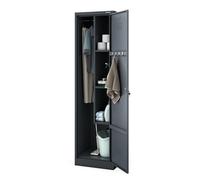 Jan Nowak Agnes - Armario para escobas (Metal, 50 x 185 x 50 cm, Multiusos, con estantes y Barra para Ropa, Cerradura, ventilación, Estrecho, 50 cm de Ancho) (Antracita)