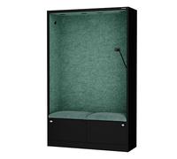 Jan Nowak Armario acústico con Dos Asientos Mueble fonoabsorbente para Oficina Colegio Open Space 185 x 115 x 40 cm Cabina silenciosa Paneles Pet USB C Dos cajones Zona concentración