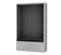 Jan Nowak Armario acústico con Dos Asientos Mueble fonoabsorbente para Oficina Colegio Open Space 185 x 115 x 40 cm Cabina silenciosa Paneles Pet USB C Dos cajones Zona concentración