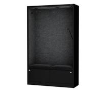 Jan Nowak Armario acústico con Dos Asientos Mueble fonoabsorbente para Oficina Colegio Open Space 185 x 115 x 40 cm Cabina silenciosa Paneles Pet USB C Dos cajones Zona concentración