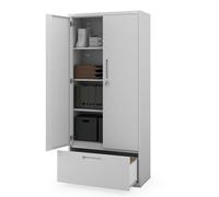 Jan Nowak Armario Archivador Metálico 195x90x40 cm con Estantes Ajustables, Cerradura Reforzada y Cajón Inferior de 40 cm para Documentos y Equipamiento Gris