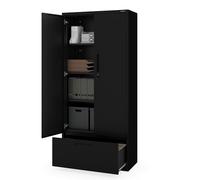 Jan Nowak Armario Archivador Metálico 195x90x40 cm con Estantes Ajustables, Cerradura Reforzada y Cajón Inferior de 40 cm para Documentos y Equipamiento Negro