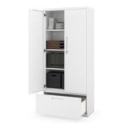 Jan Nowak Armario Archivador Metálico 195x90x40 cm con Estantes Ajustables, Cerradura Reforzada y Cajón Inferior de 40 cm para Documentos y Equipamiento Blanco