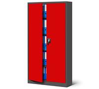 Jan Nowak Armario de Oficina Archivador Armario de Herramientas Metálico 4 Estantes con Recubrimiento de Polvo Se Puede Cerrar 185 cm x 90 cm x 40 cm